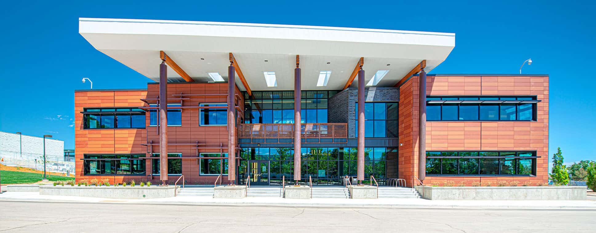 Exterior of the Greenwood Village Maintenance Facility during the day.