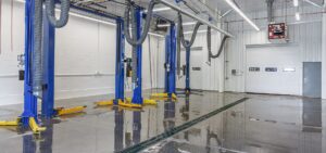 Interior service bays at the Mike Shaw Subaru in Thornton. Designed by D2C Architects Inc.