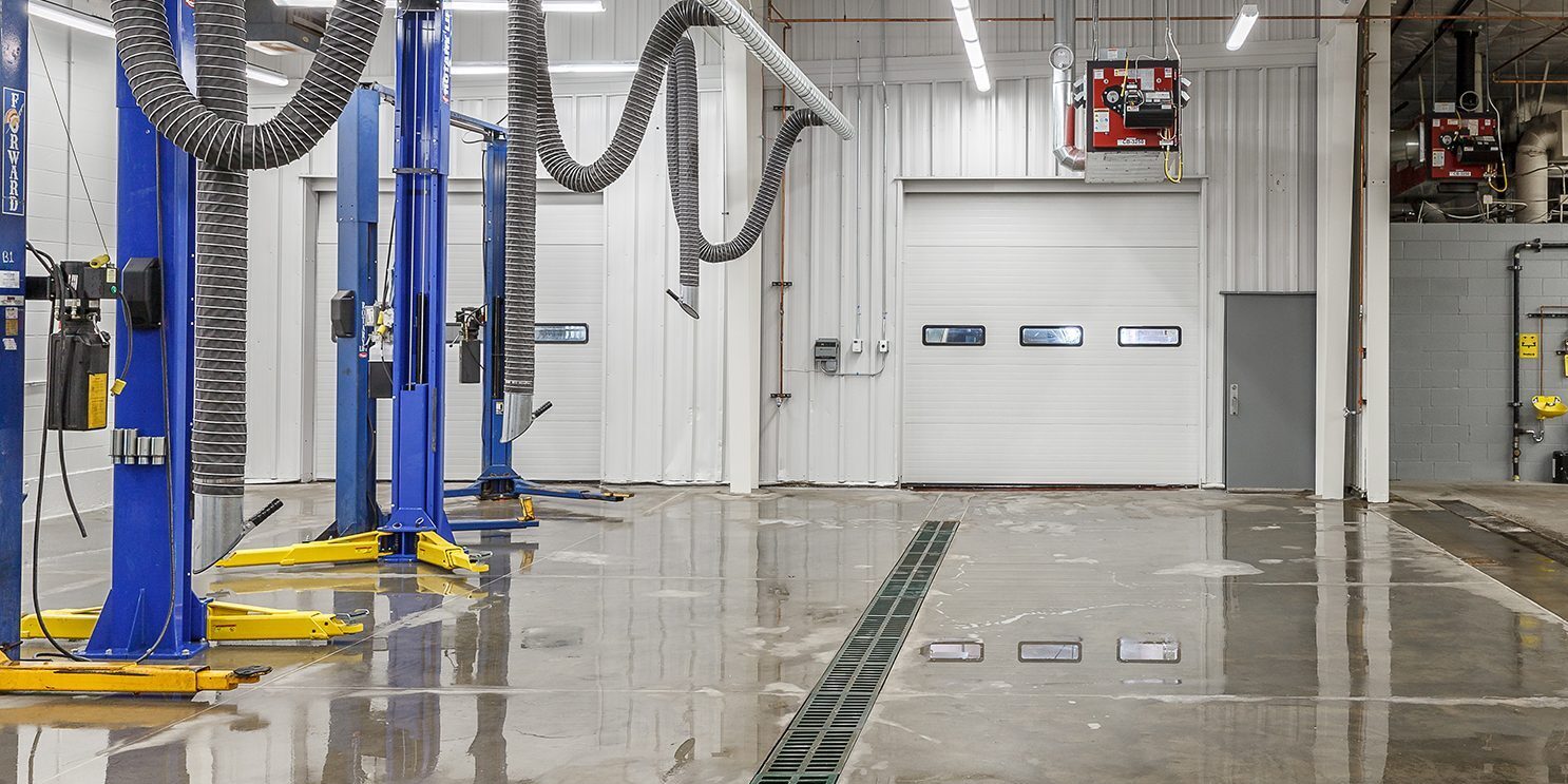 Large open maintenance bay workspace inside the Mike Shaw Subaru in Thornton