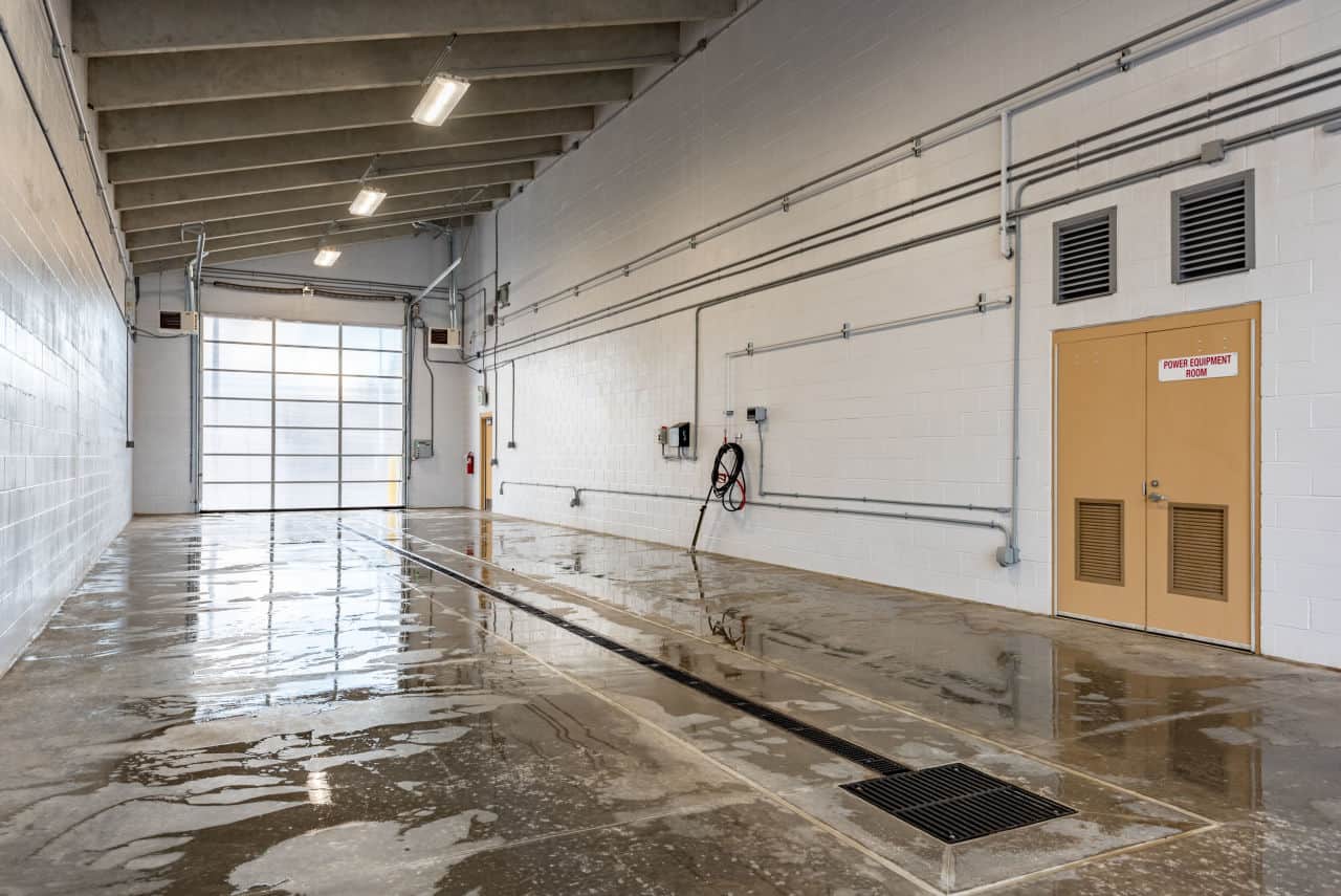 Interior of the wash bay at the E-470 Support Site